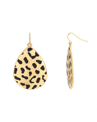 Dauplaise Jewelry - Leopard-Printed Pear Shape Earrings