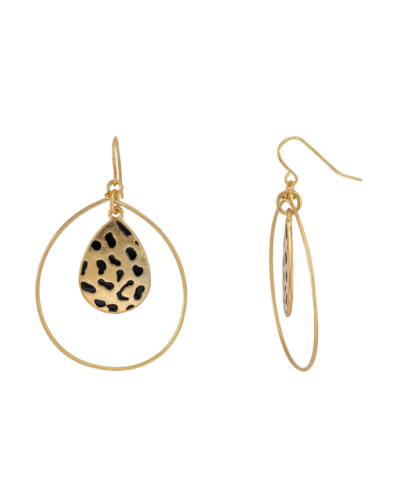 Dauplaise Jewelry - Leopard-Printed Teardrop Orbital Earrings