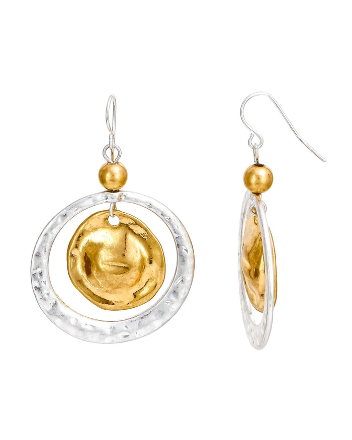 Dauplaise Jewelry - Two-Tone Casual Metal Open Ring Drop Earrings