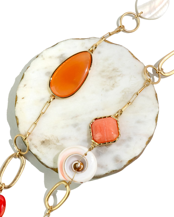 Dauplaise Jewelry - Coral Cascade Multi-Linked Necklace