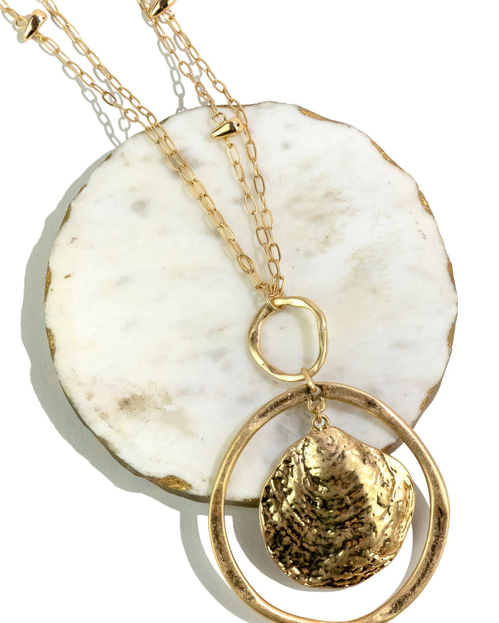 Dauplaise Jewelry - Golden Serenity Orbital Shell Necklace