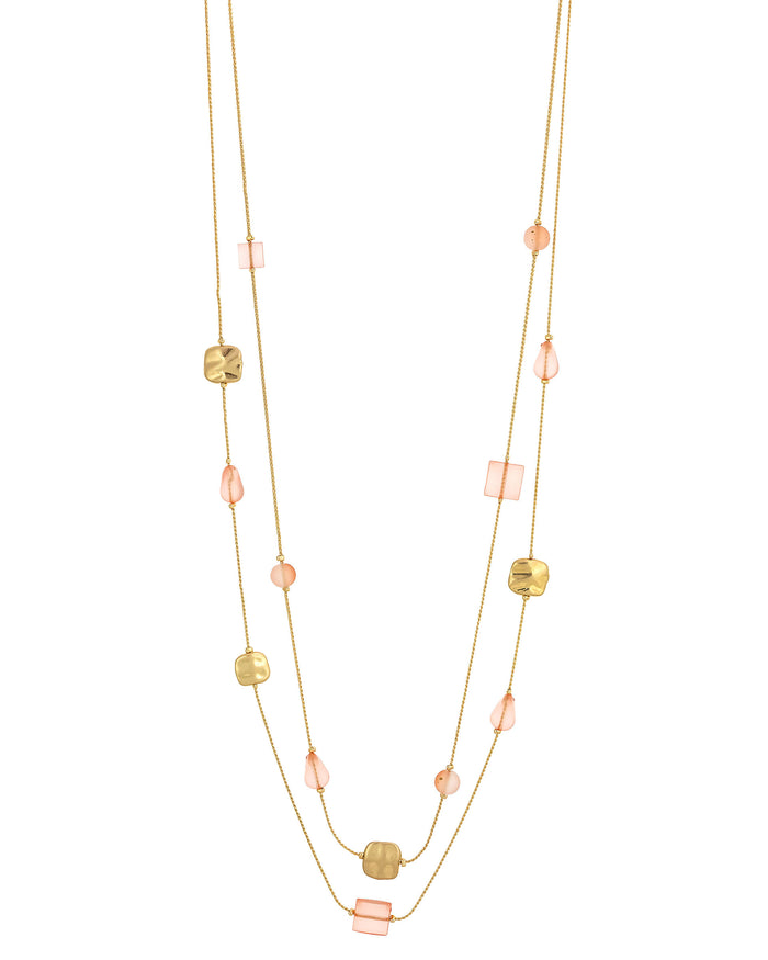 Dauplaise Jewelry - Ethereal Coral Glow Illusion Necklace