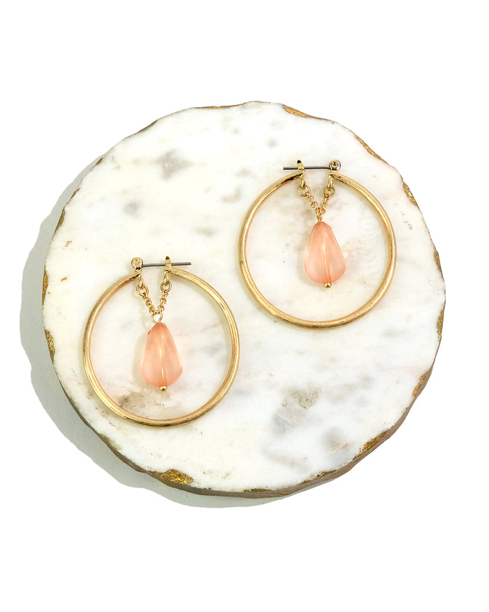 Dauplaise Jewelry - Coral Cascade Chain Hoop Earrings