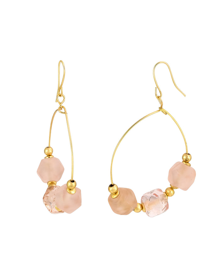 Dauplaise Jewelry - Coral Cascade Gold Hoop Earrings