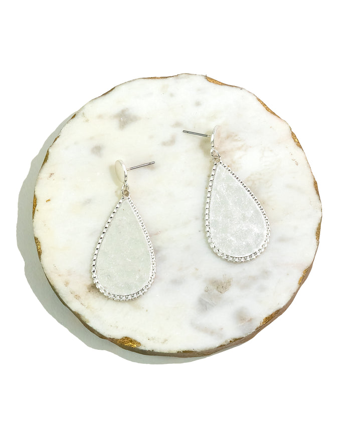Dauplaise Jewelry - Serene Elegance Beaded Teardrop Disc Earrings