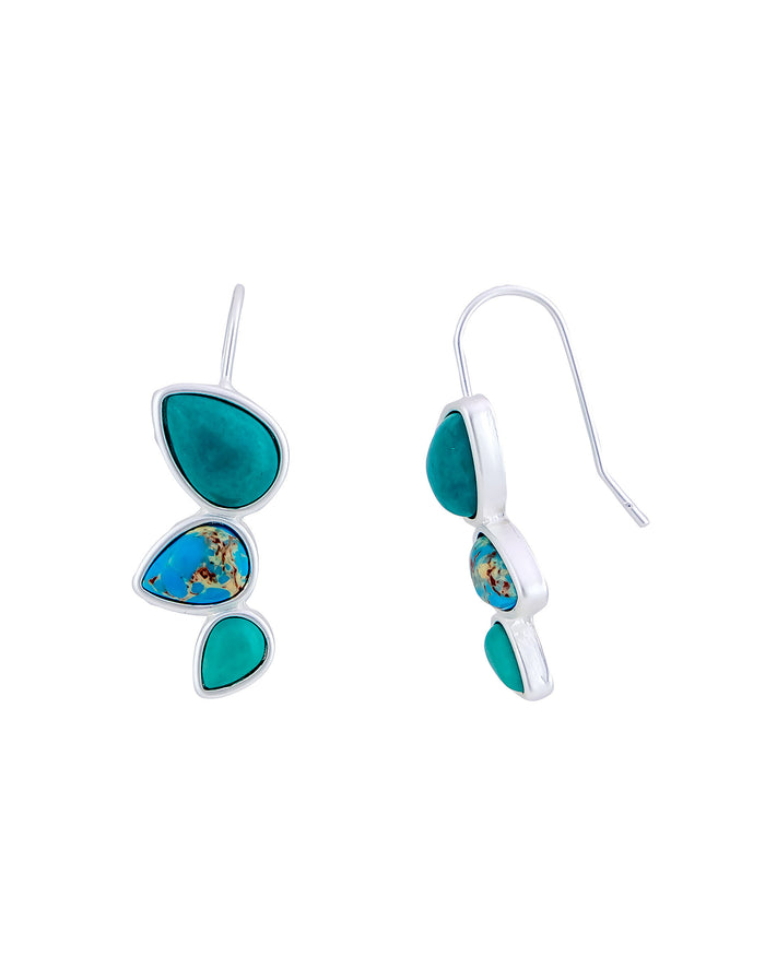 Dauplaise Jewelry - Teardrop Cascade Turquoise Elegance Earrings