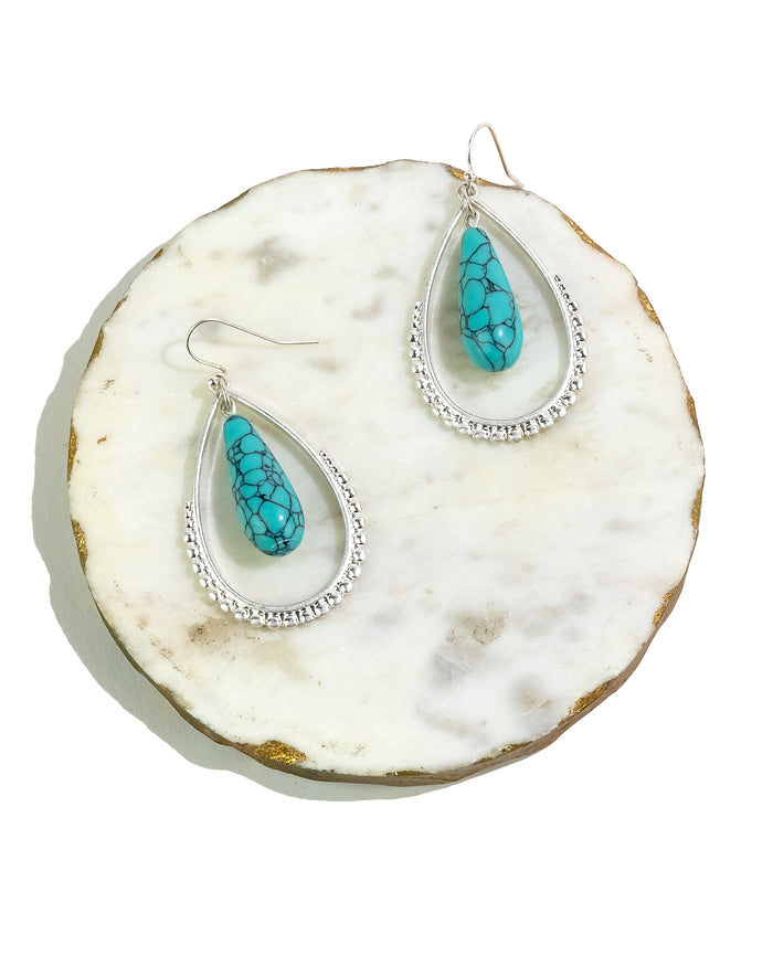 Dauplaise Jewelry - Tranquil Turquoise Teardrop Elegance Earrings