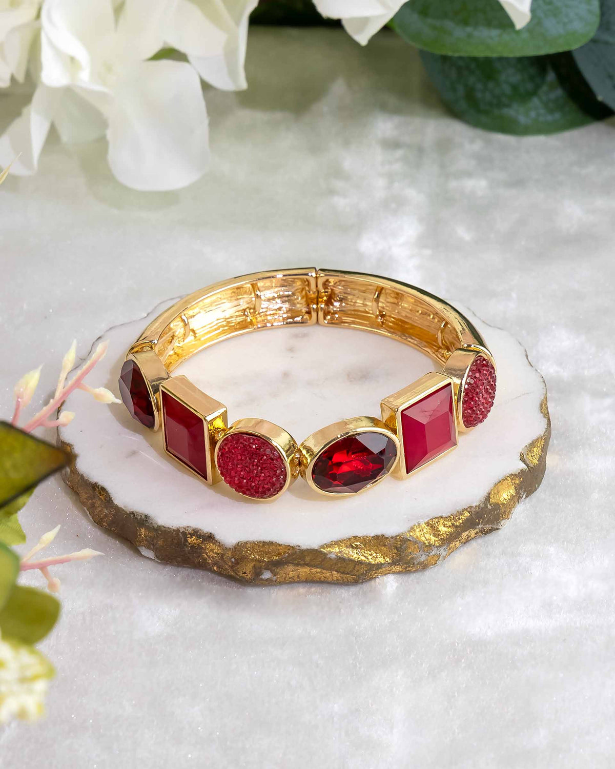 Dauplaise Jewelry - Crimson Elegance Stretch Bracelet