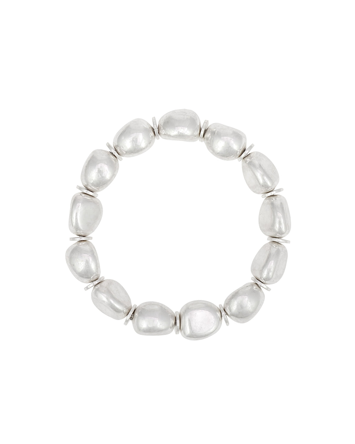 Dauplaise Jewelry - Silver-Tone Textured Bead Stretch Bracelet