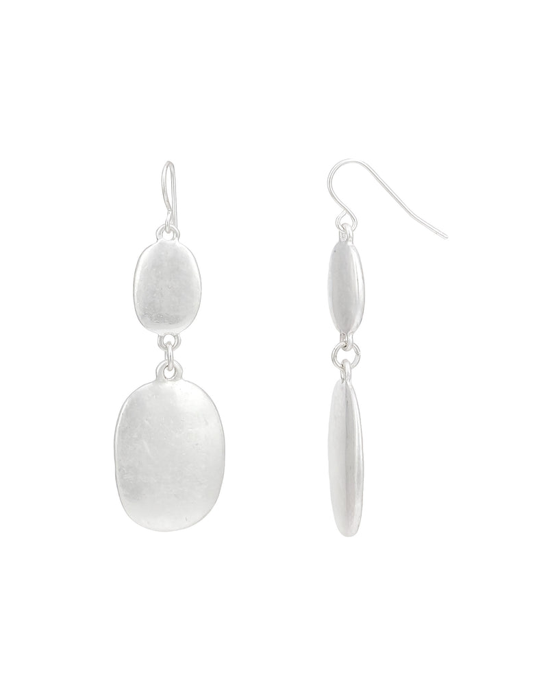 Dauplaise Jewelry - Silver-Tone Double Oval Drop Earrings