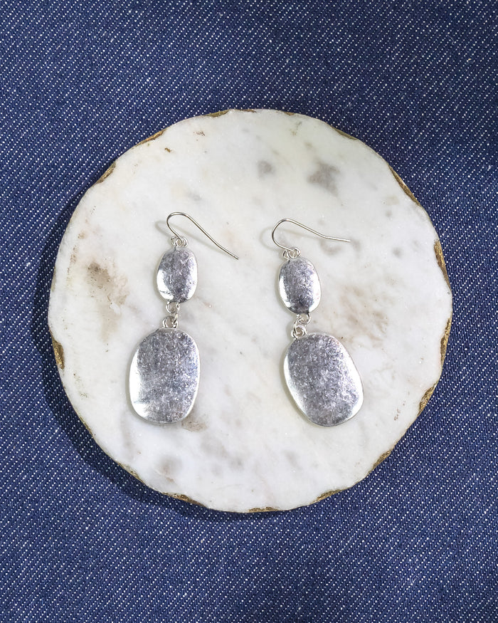 Dauplaise Jewelry - Silver-Tone Double Oval Drop Earrings