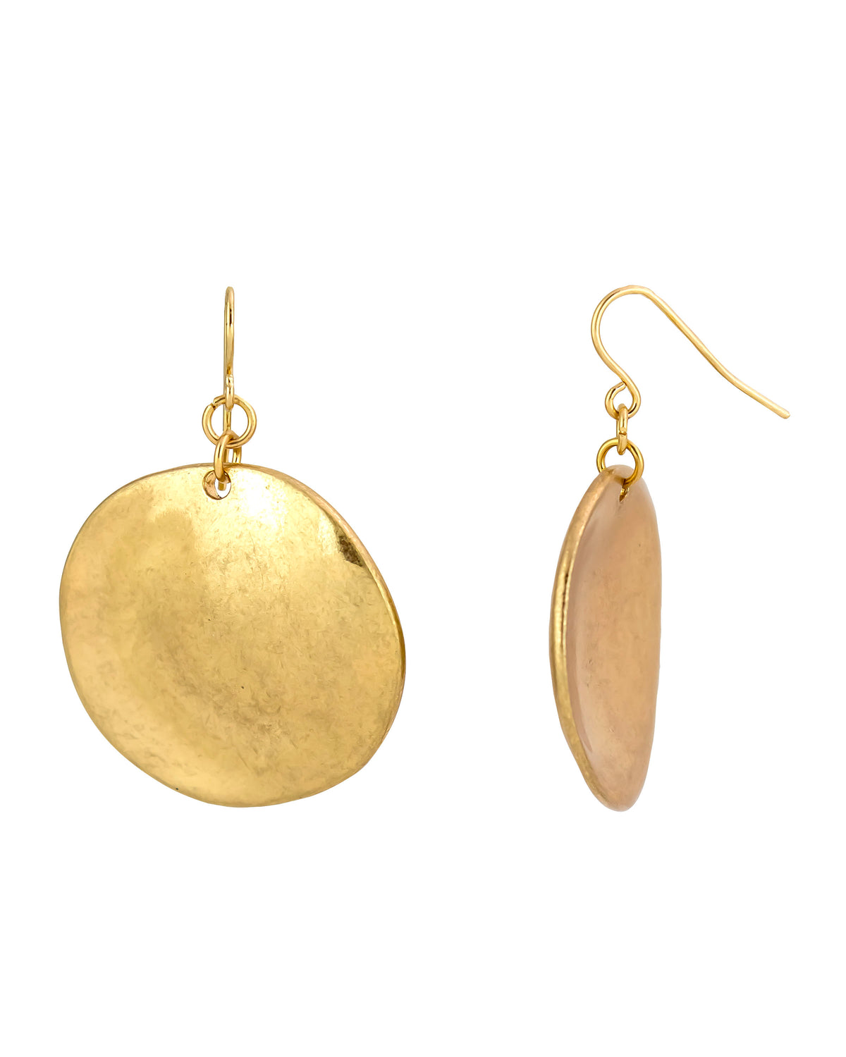 Dauplaise Jewelry - Gold-Tone Casual Metals Disc Drop Earrings