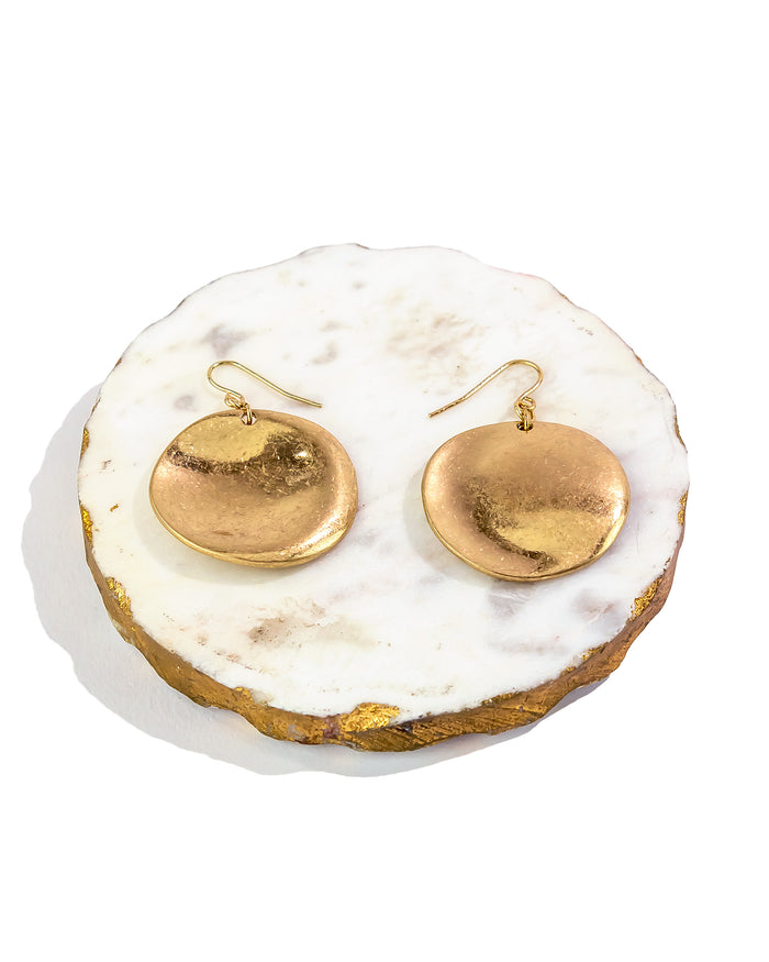 Dauplaise Jewelry - Gold-Tone Casual Metals Disc Drop Earrings