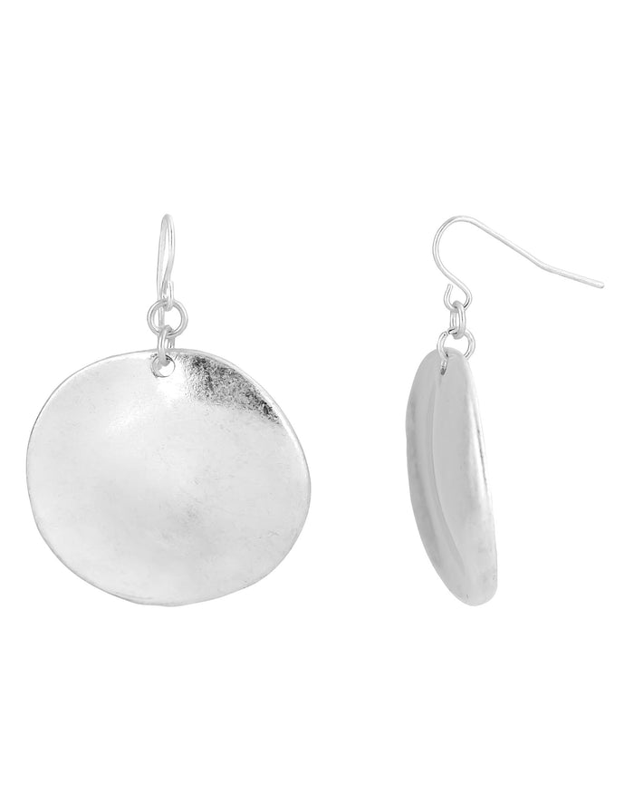 Dauplaise Jewelry - Silver-Tone Casual Metals Disc Drop Earrings