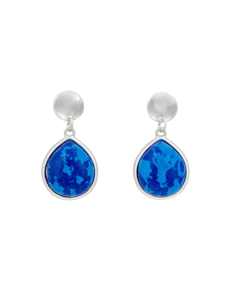 Dauplaise Jewelry - Blue Stone Teardrop Stud Earrings