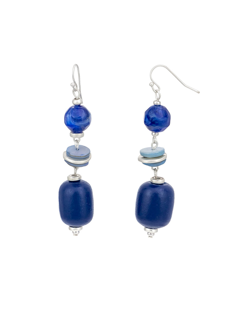 Dauplaise Jewelry - Blue Beaded Drop Earrings