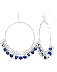 Dauplaise Jewelry - Blue Beaded Hoop Earrings