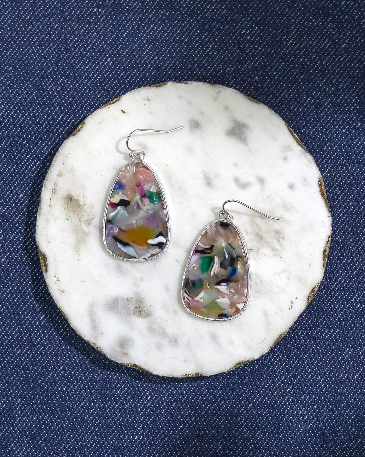 Dauplaise Jewelry - Multicolor Stone Drop Earrings