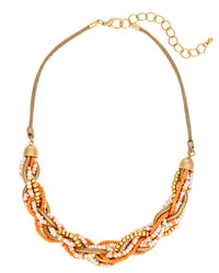 Dauplaise Jewelry - Braided Beaded Statement Necklace