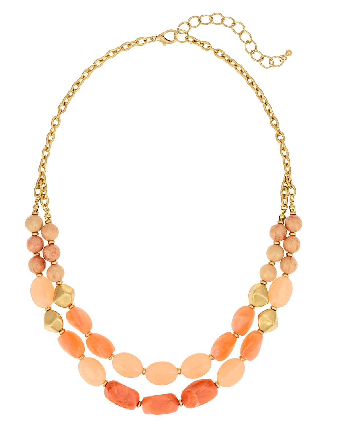 Dauplaise Jewelry - Double-Strand Beaded Necklace with Gold Accents