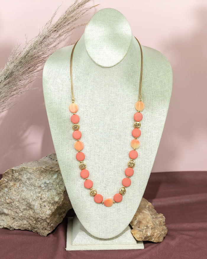 Dauplaise Jewelry - Coral and Peach Beaded Necklace