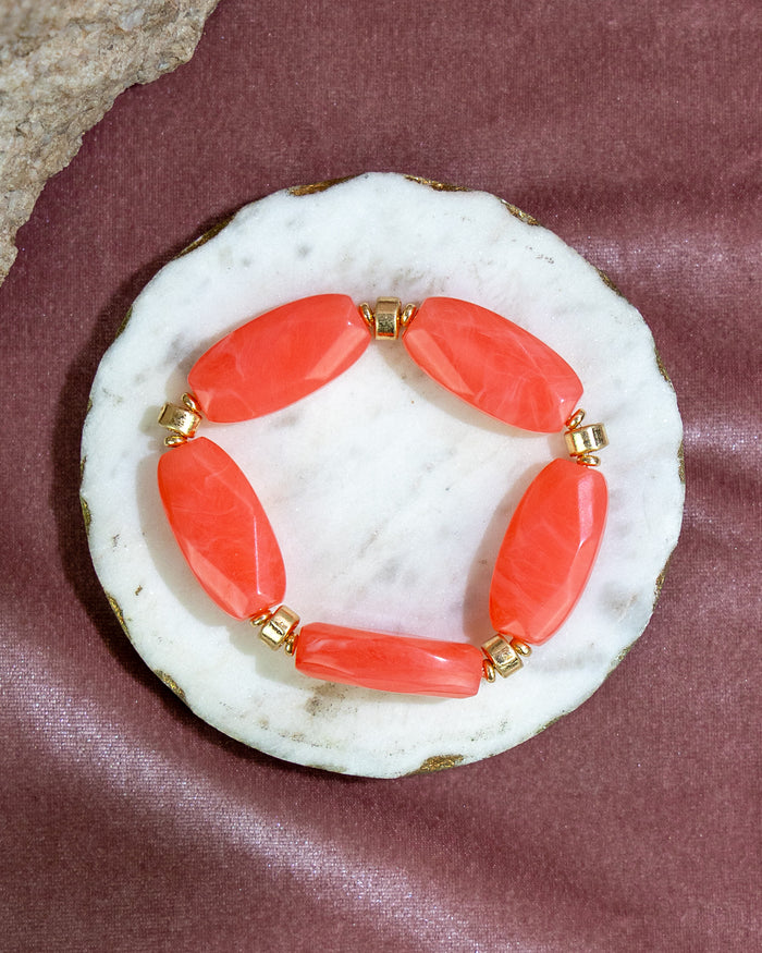 Dauplaise Jewelry - Coral Beaded Stretch Bracelet