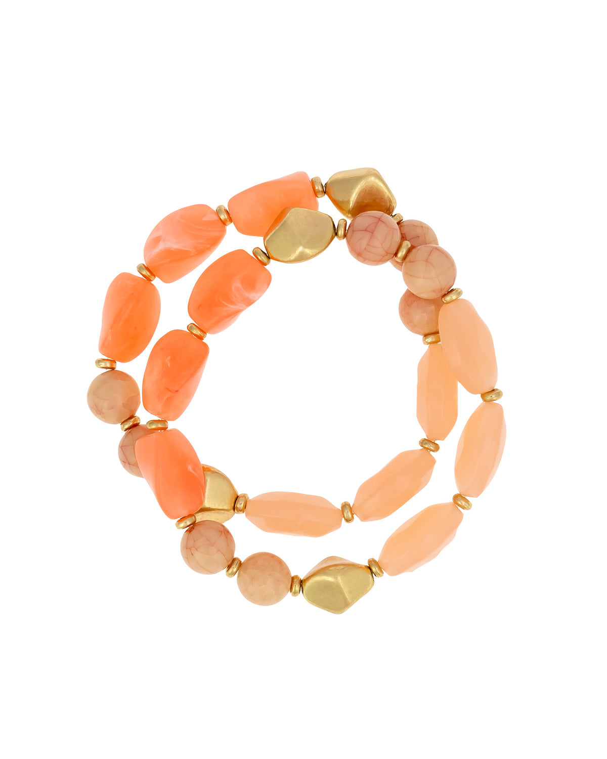 Dauplaise Jewelry - Coral Stone Beaded Bracelet Set