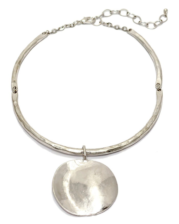 Dauplaise Jewelry - Silver-Tone Disc Drop Necklace