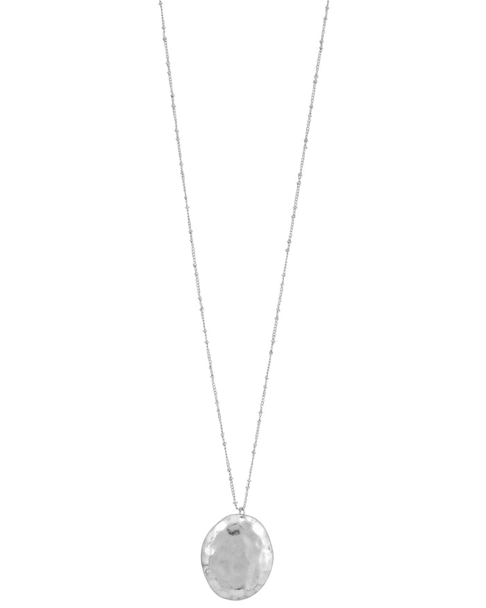 Dauplaise Jewelry - Long Hammered Pendant with Chain Necklace