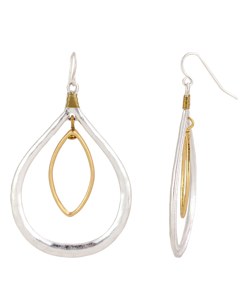 Dauplaise Jewelry - Two-Tone Oval Orbital Teardrop Earrings