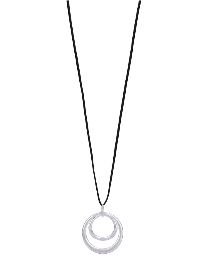 Dauplaise Jewelry - Long Cord with Double Rings Linked Necklace