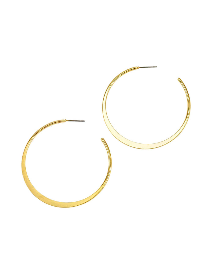 Dauplaise Jewelry - Gold-tone Large Thin Edge Hoop Earrings