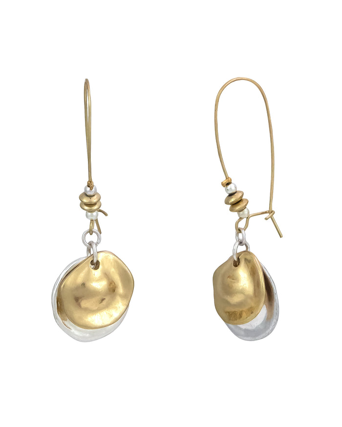 Dauplaise Jewelry - Two-tone Shepherd Hook Earrings with Discs