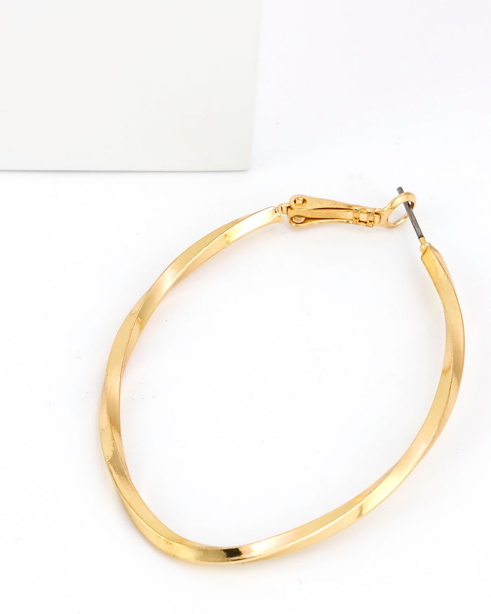 Dauplaise Jewelry - Gold-Tone Twisted Oval Hoop