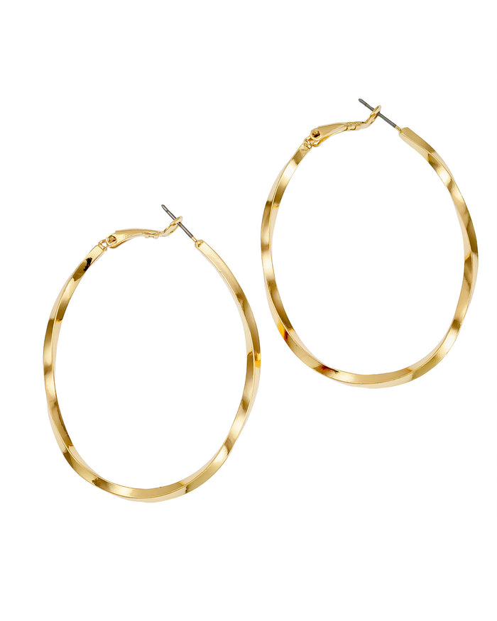 Dauplaise Jewelry - Gold-Tone Twisted Oval Hoop