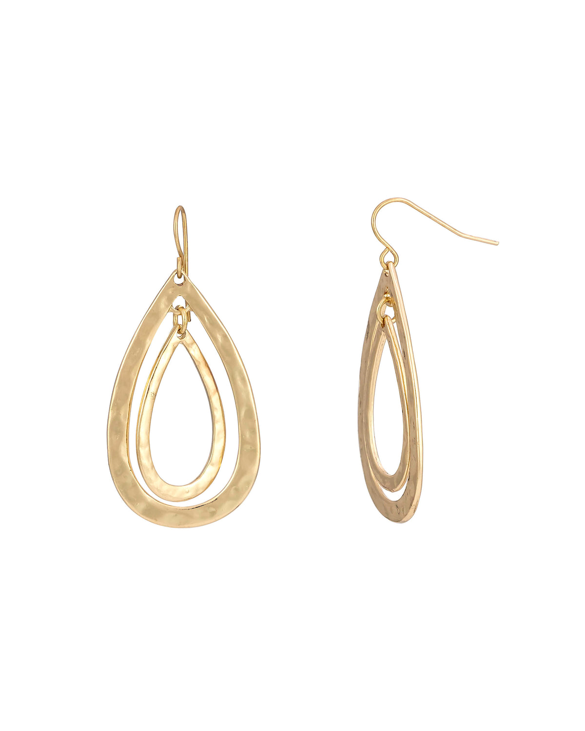 Dauplaise Jewelry - Gold-tone Double Open Teardrop Earrings