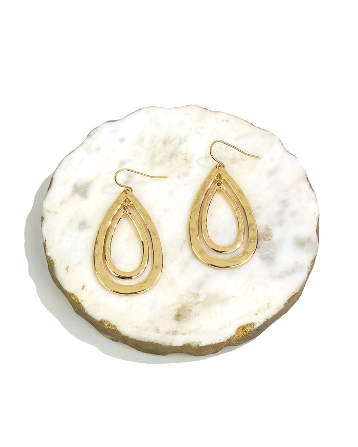 Dauplaise Jewelry - Gold-tone Double Open Teardrop Earrings