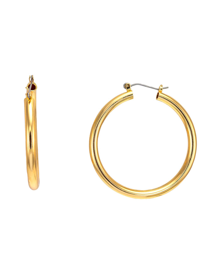 Dauplaise Jewelry - Classic Gold-tone Hoop Earrings