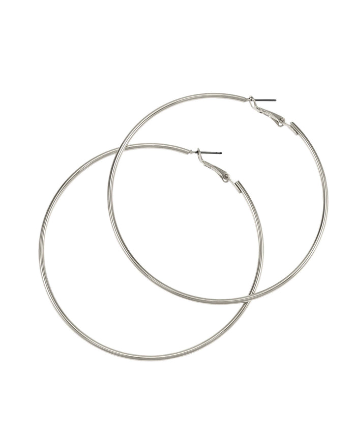 Dauplaise Jewelry - Silver-tone Oversized Hoop Earrings