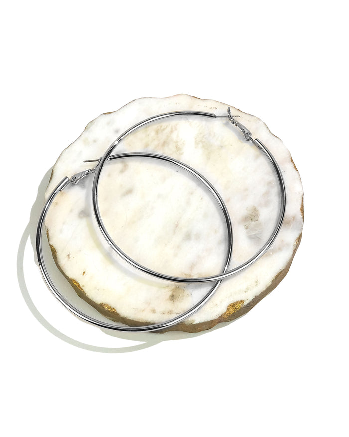 Dauplaise Jewelry - Silver-tone Oversized Hoop Earrings