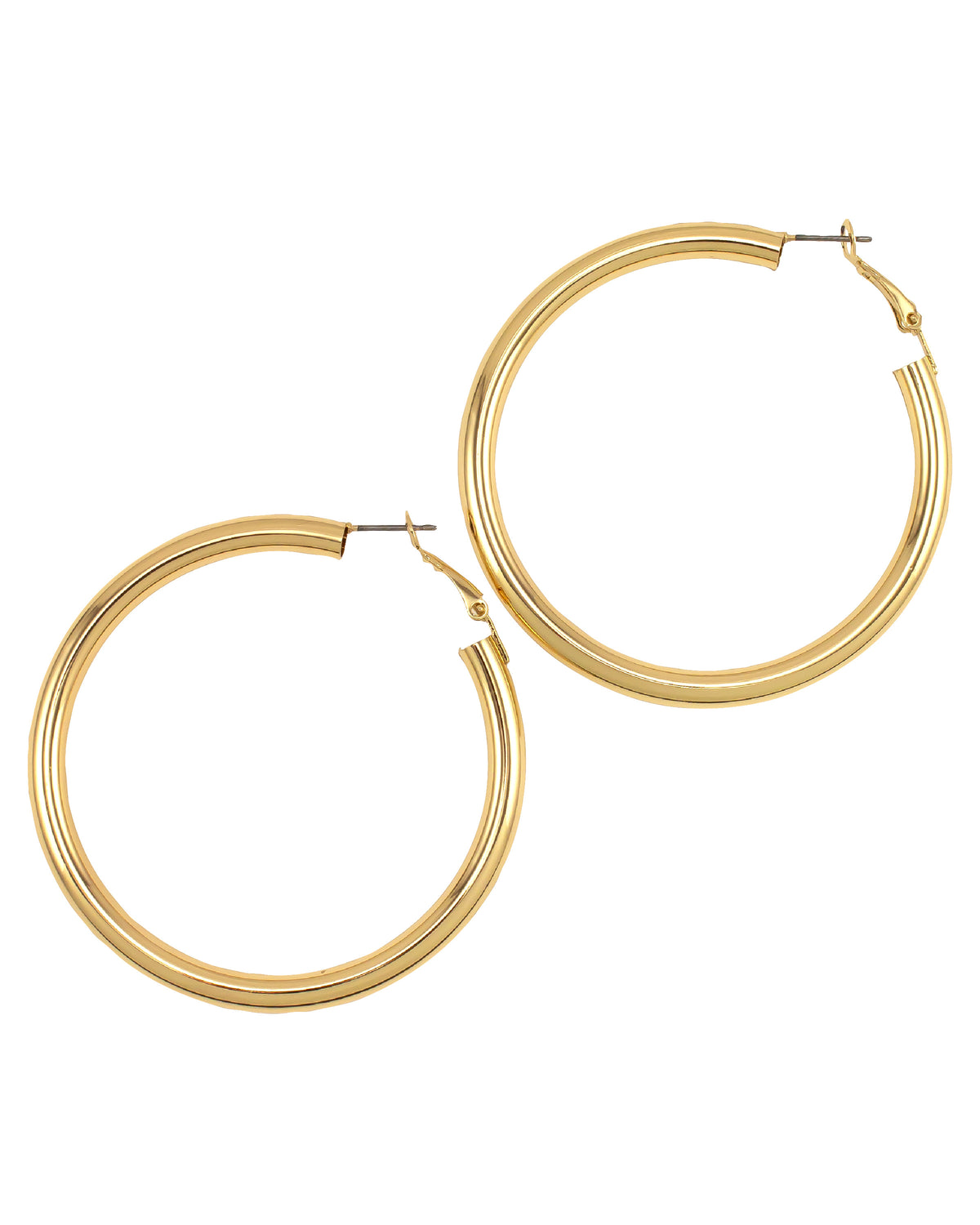 Dauplaise Jewelry - Large Gold-tone Click Metal Hoop Earrings