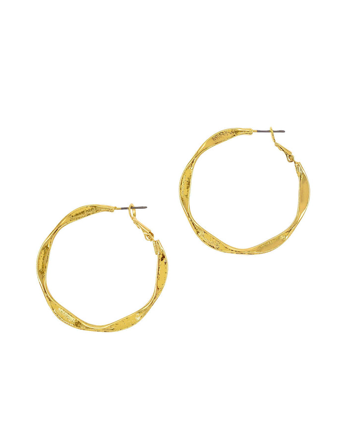 Dauplaise Jewelry - Gold-tone Angular Hoop Earrings