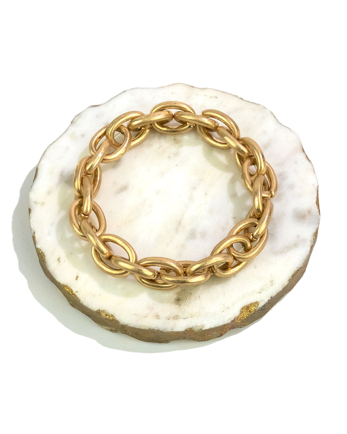 Dauplaise Jewelry - Worn-gold Stretch Chain Links Bracelet