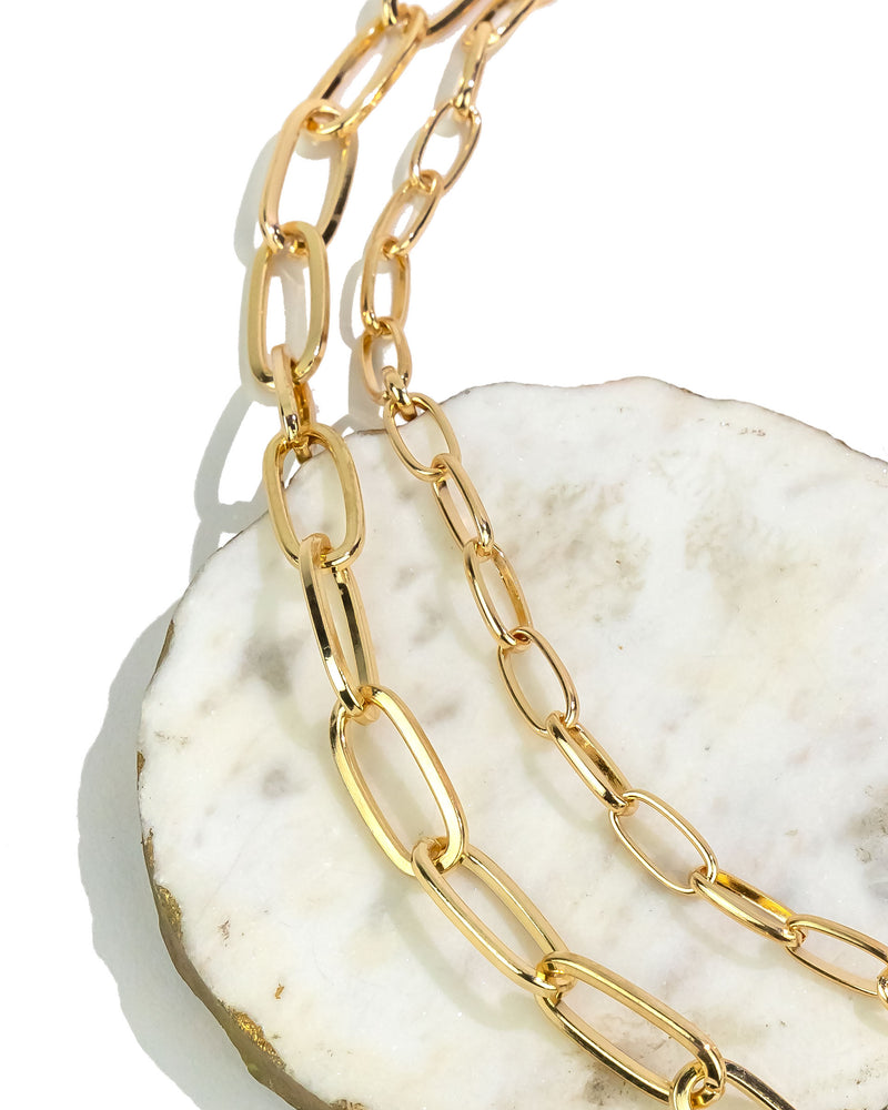 Dauplaise Jewelry - Long Gold Two-Row Links Chain Necklace