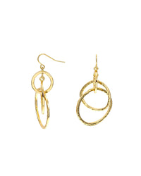 Dauplaise Jewelry - Gold-tone Triple Interlocked Rings Earrings