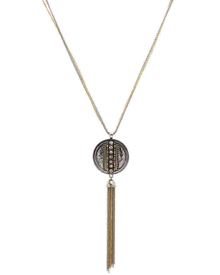 Ruby Rd. - Two-Tone Chain Reactive Long Pendant Tassel Necklace