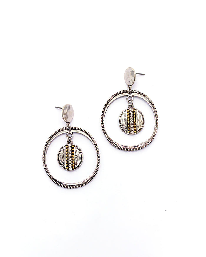 Ruby Rd. - Two-Tone Chain Reactive Orbital Drop Earrings