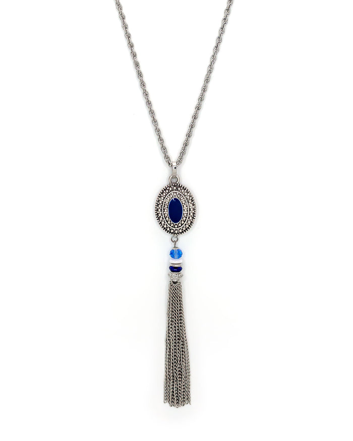 Ruby Rd. - Paisley Pendant Necklace with Blue Beads