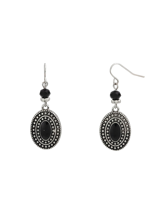 Ruby Rd. - Black Oval Drop Earrings