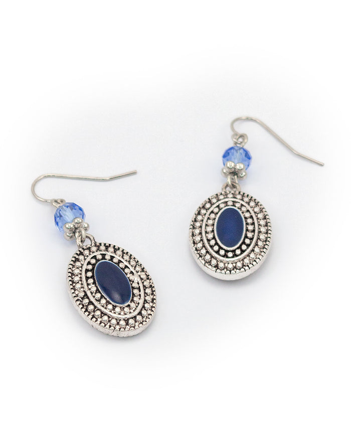 Ruby Rd. - Blue Oval Drop Earrings